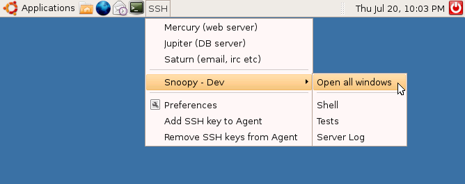 SSH Menu ~ Save and Open SSH Connections on a single mouse click