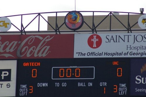 Firefox fathead stickers on Georgia Institute of technology football stadium