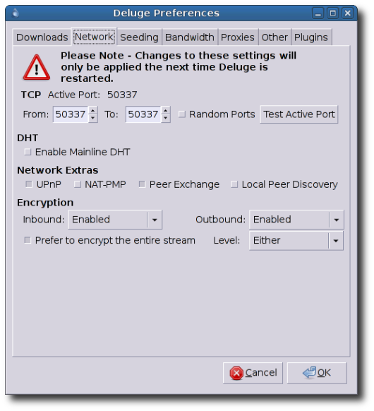 Change port settings