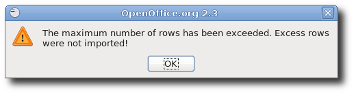 Text files that are larger than 65,536 rows cannot be imported