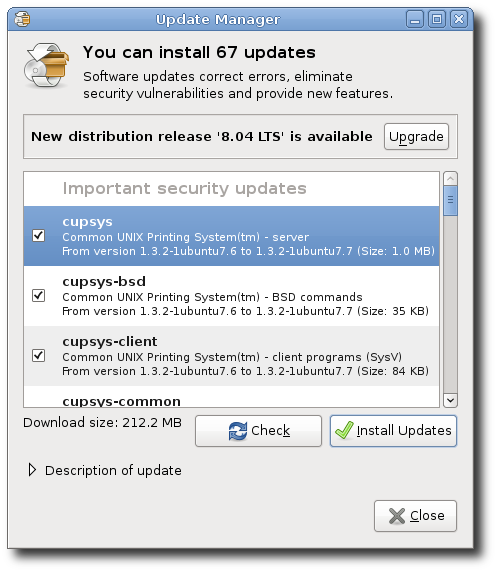 Ubuntu Linux Software Update Manager Ubuntu Linux Software Update manager