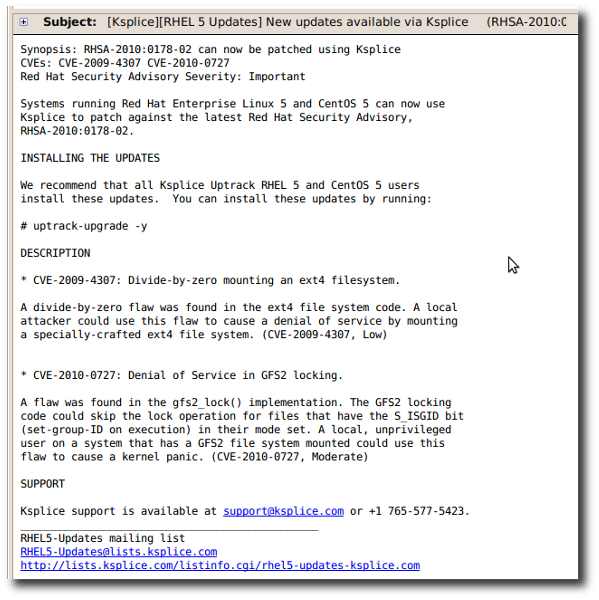 Fig.01: Ksplice Update Notification