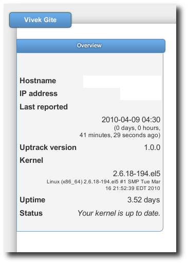 Fig.02: Uptrack Web Interface