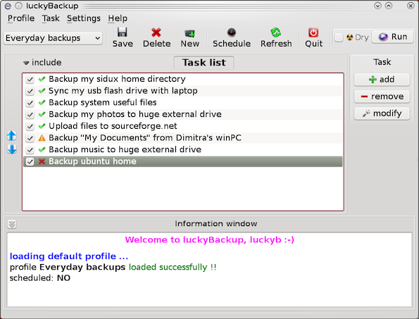 Lucky Backup - Cool FOSS Software Of 2013 - nixCraft