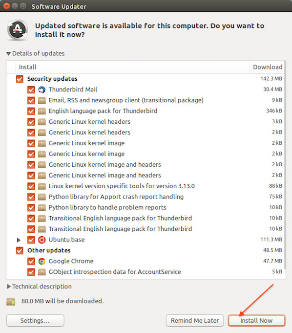 Fig.02: Installing updates on a Ubuntu Linux