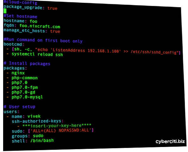 Sample cloud-init file for lxc/lxd