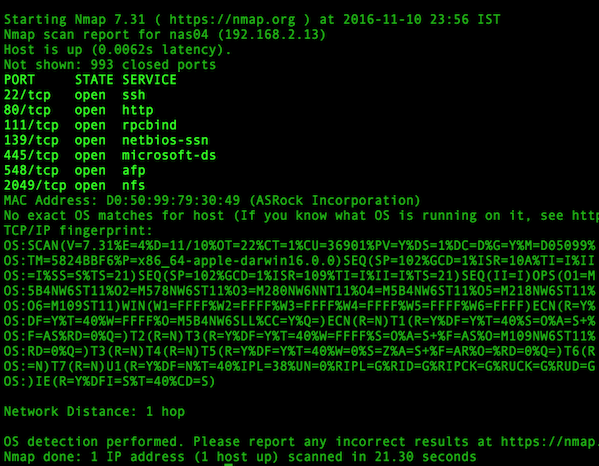 Fig.02: Determines which ports are listening for TCP connections using nmap